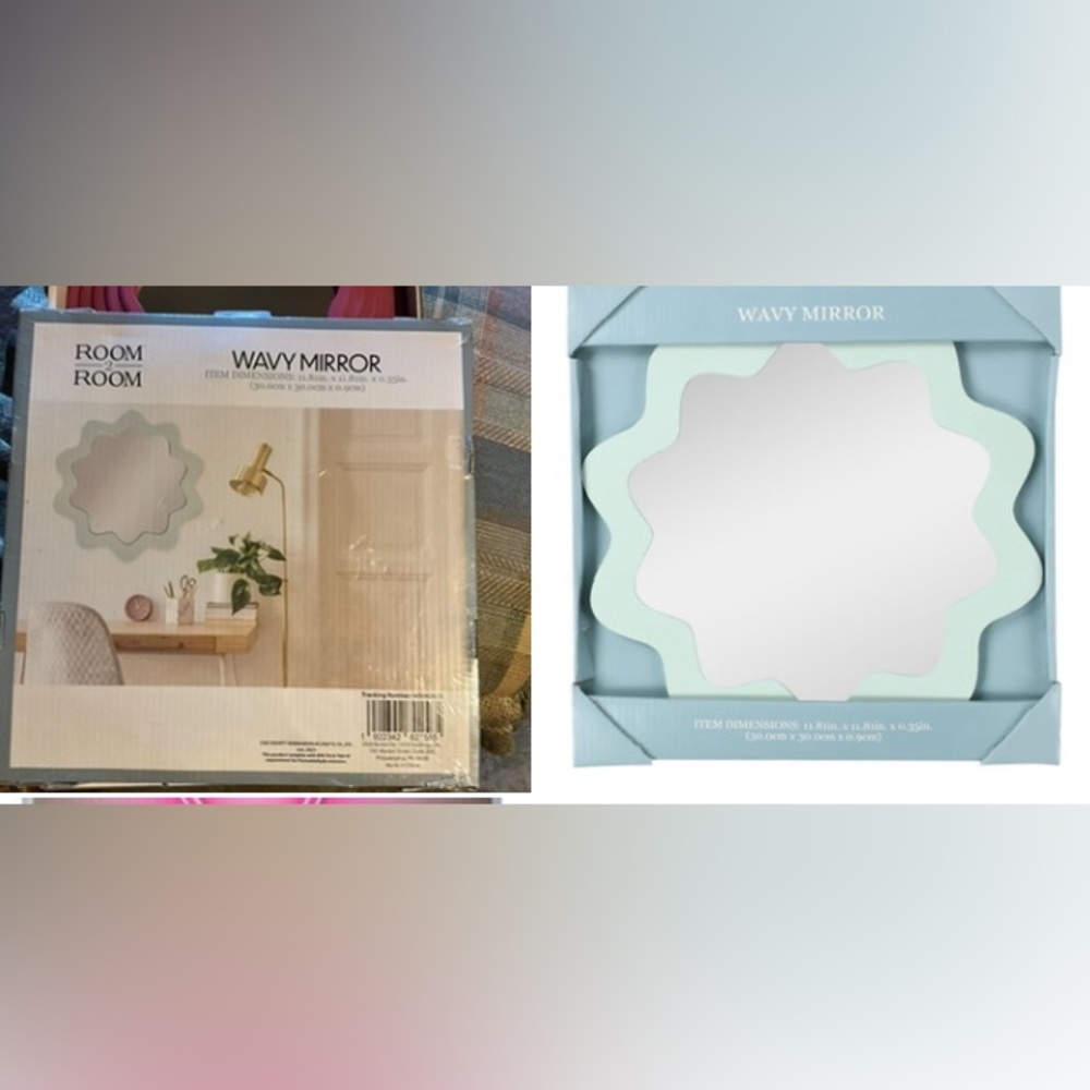 Wavy Mirror - Mint Green Wavy Scallop Round Wall Mirror 12in NEW - Picture 6 of 6